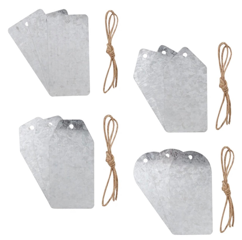 Galvanized Metal Tags/Ornaments Pack of Three