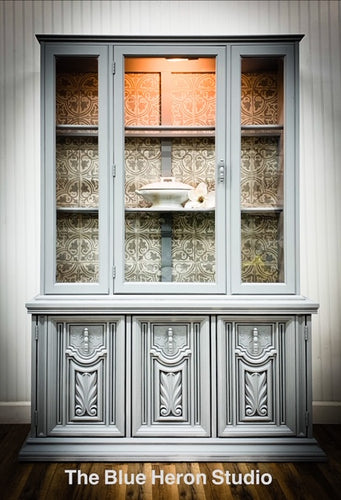 Grey China Cabinet with Old World Details  SOLD